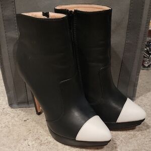 Signature Black and White Heeled Bootie